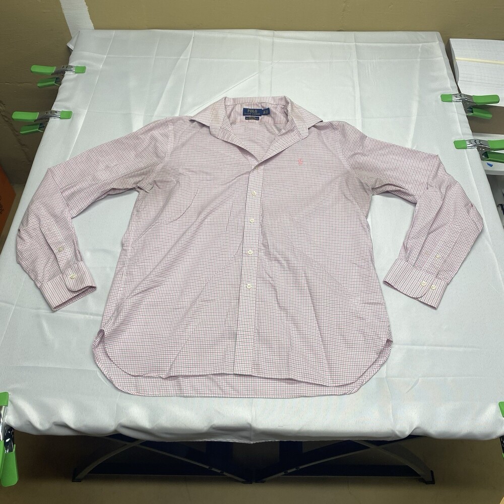 Polo Ralph Lauren Dress Shirt Size 16 1/2 36/37 Pink Check Cotton